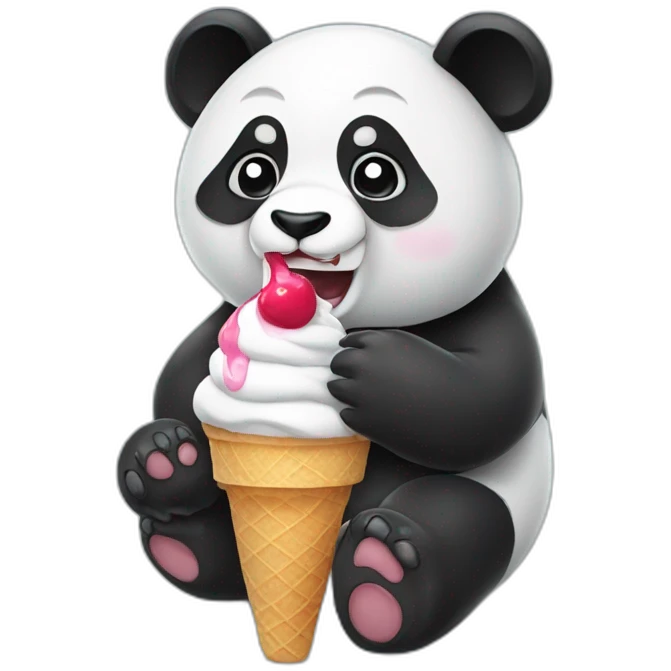 Panda eating ice cream emoji