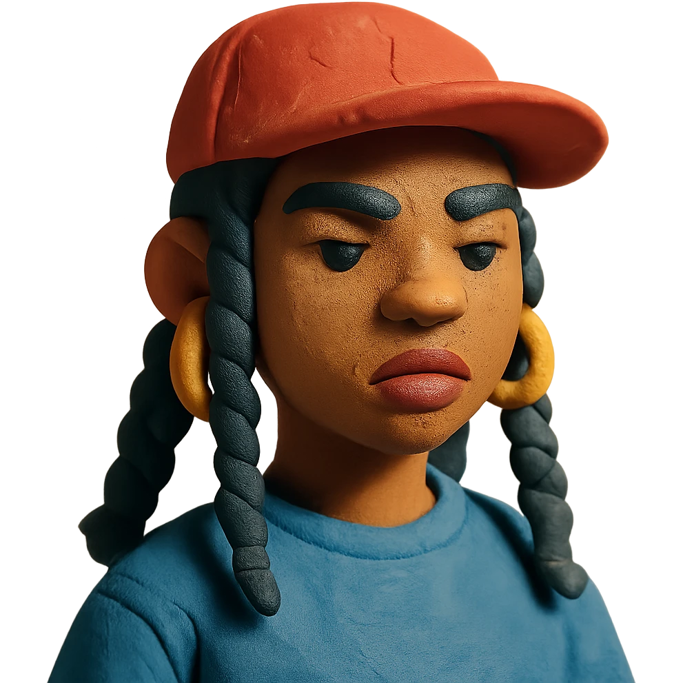 mujer con trenzas estilo hip hop emoji