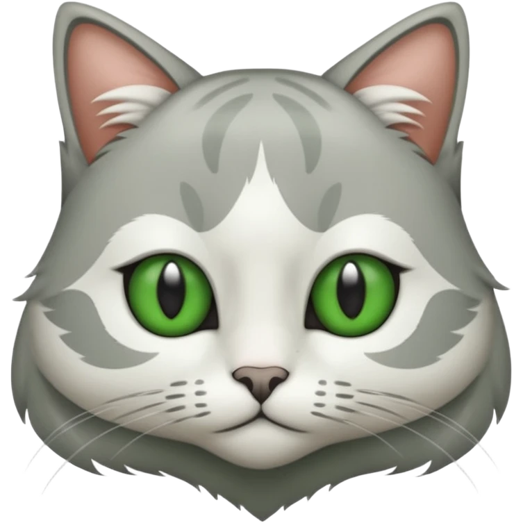 fai un gatto grigio e bianco con gli occhi verdi emoji