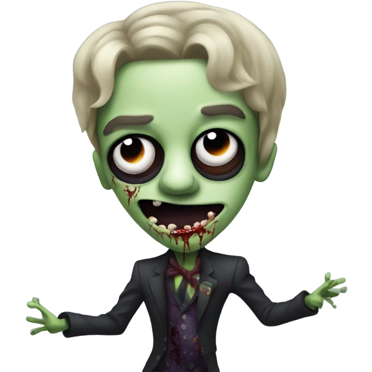 popstar prince as a zombie dancing with  a thin painter's moustache emoji
