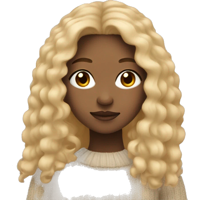 light skin girl with long hair, cozy fall sweater emoji