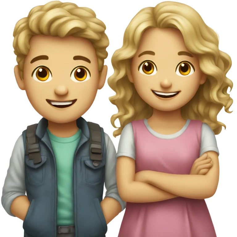 happy boy and girl portrait emoji
