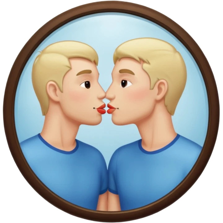 man kissing his reflection in a mirror emoji
