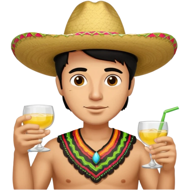 Guy with black hair brown eyes drinking tequila emoji