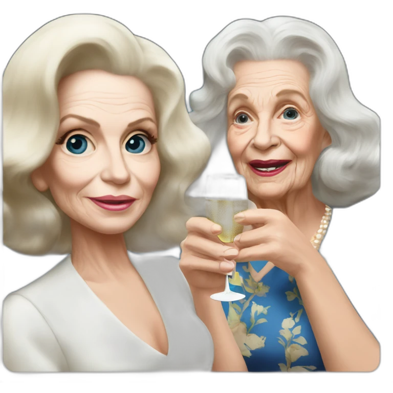 Lana del Rey & Very old grand ma drinking champagne emoji