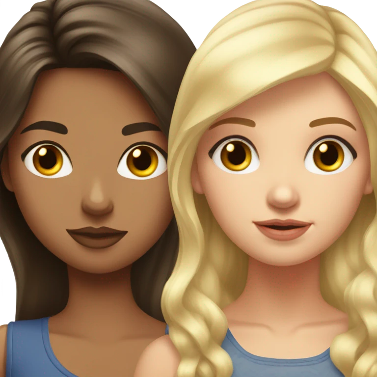 Realistic Russian Brunette hair girl and her Russian blonde haired bestie  emoji
