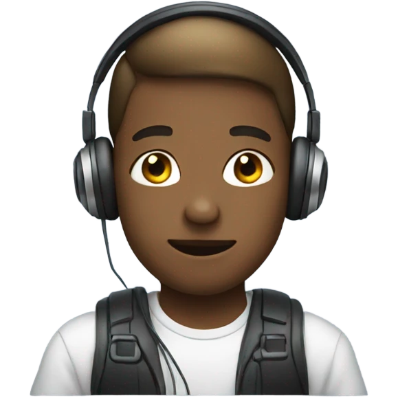 boy with headphones and phone emoji