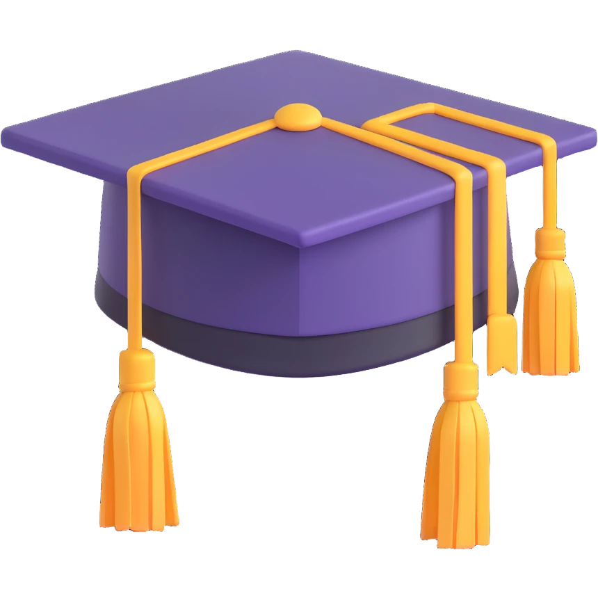 3d student graduation cap, icon style, simple, clean, modern, suitable for app icon, no text emoji