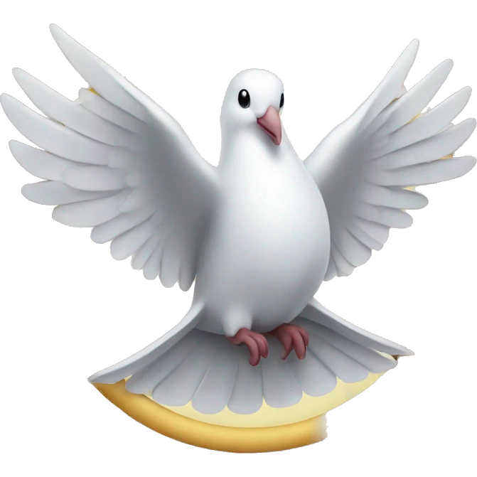 dove wearing headphones sitting on peace symbol emoji