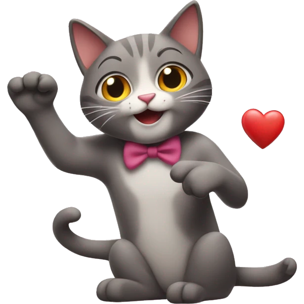 A cat with heart hands and is happy emoji