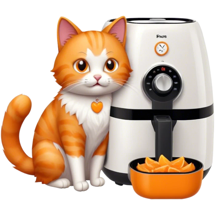 Cat opening an airfryer with their paw emoji