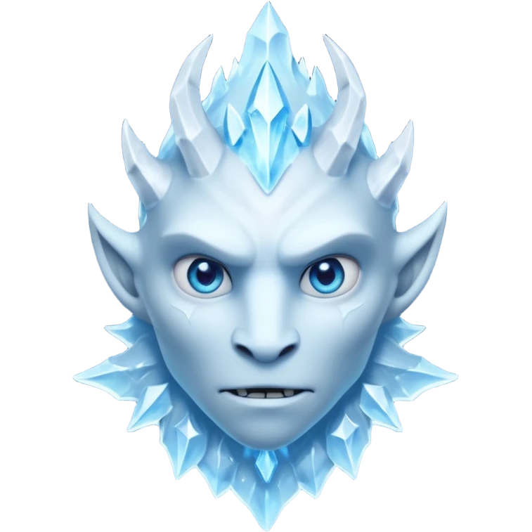 ice creature portrait, head and shoulders only, frozen crystal skin, glowing blue eyes, frost aura, sharp icy textures, fantasy winter vibe, 3D cartoon, mobile game icon style, clean background, no text, no watermark
 emoji