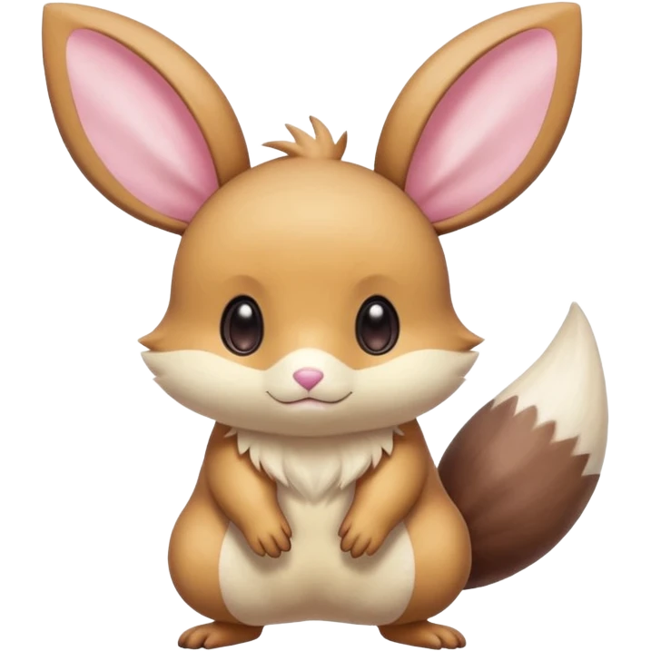 Kawaii Shiny Colorful Pastel Dedenne-Minccino-Furret-Eevee-fusion Full Body emoji