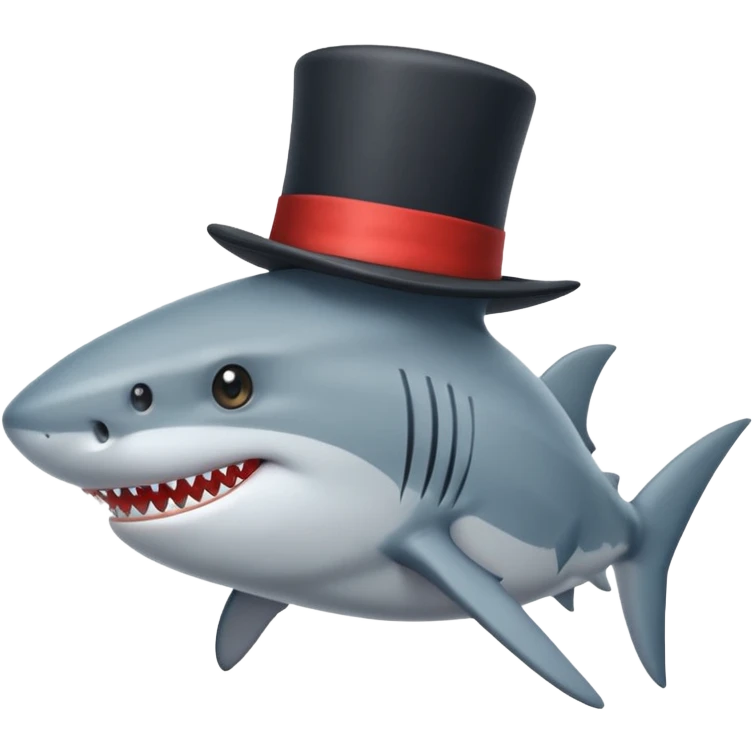Shark with a top hat emoji