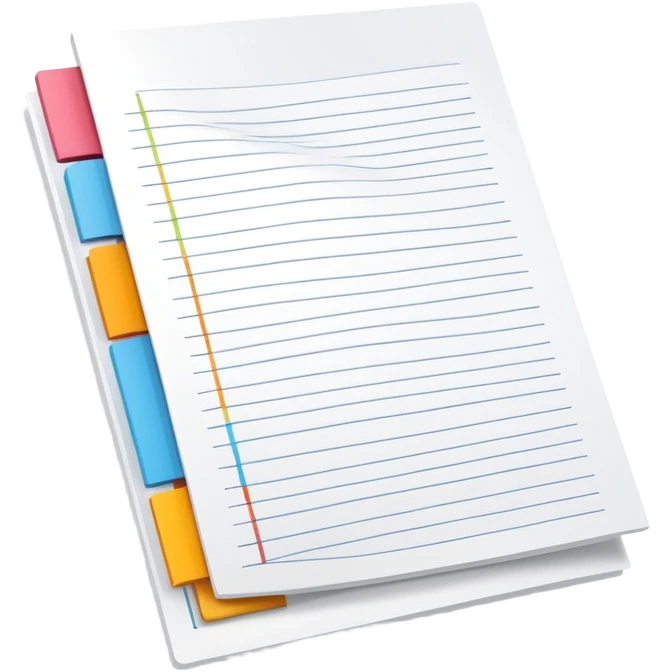  folded marketing sheet with colored tabs and layout lines emoji