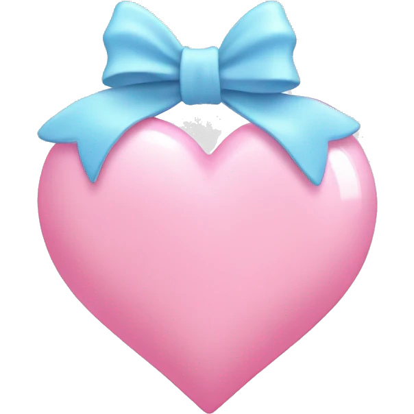 light pink heart with a big light blue bow glassy emoji