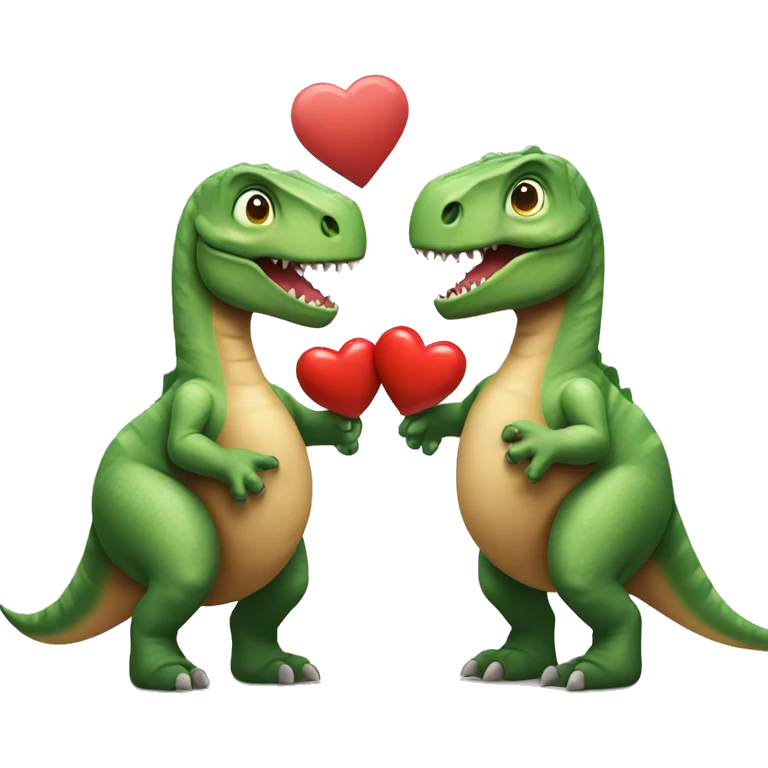Two dinosaurs holding a heart emoji