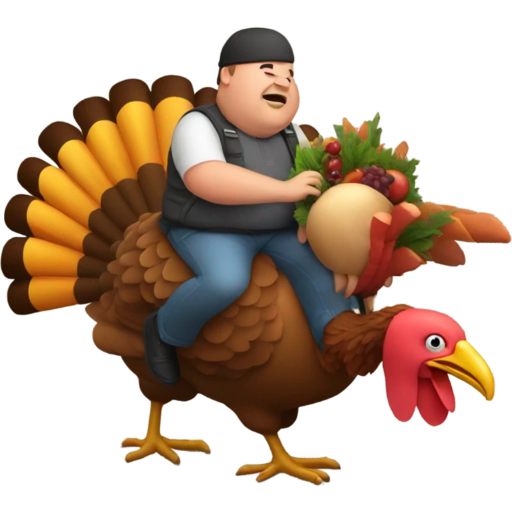 Fat dude riding a turkey emoji