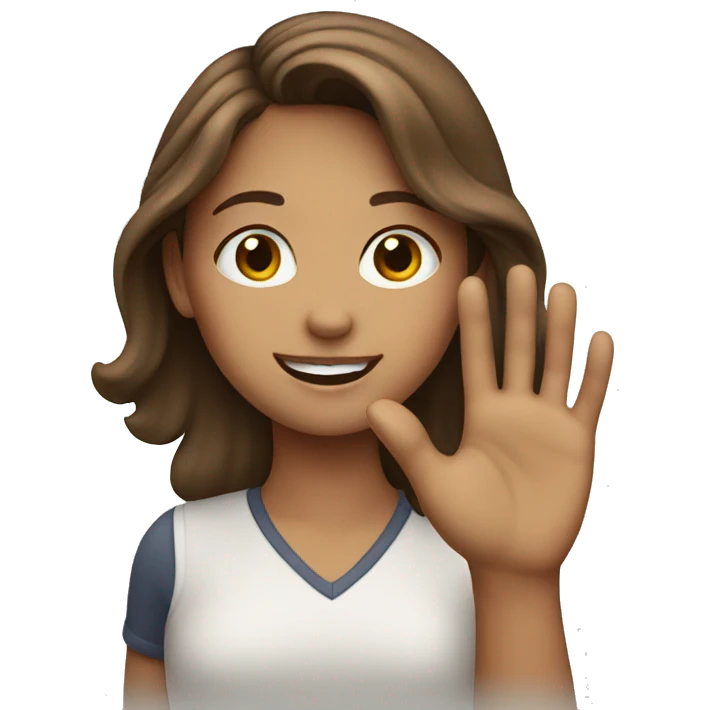 brown haired girl waving emoji