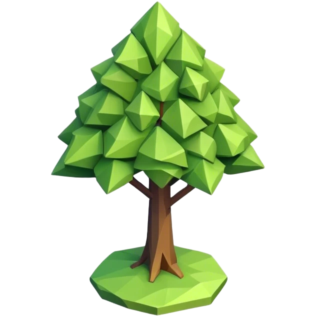 isometric rugged small low poly tree emoji