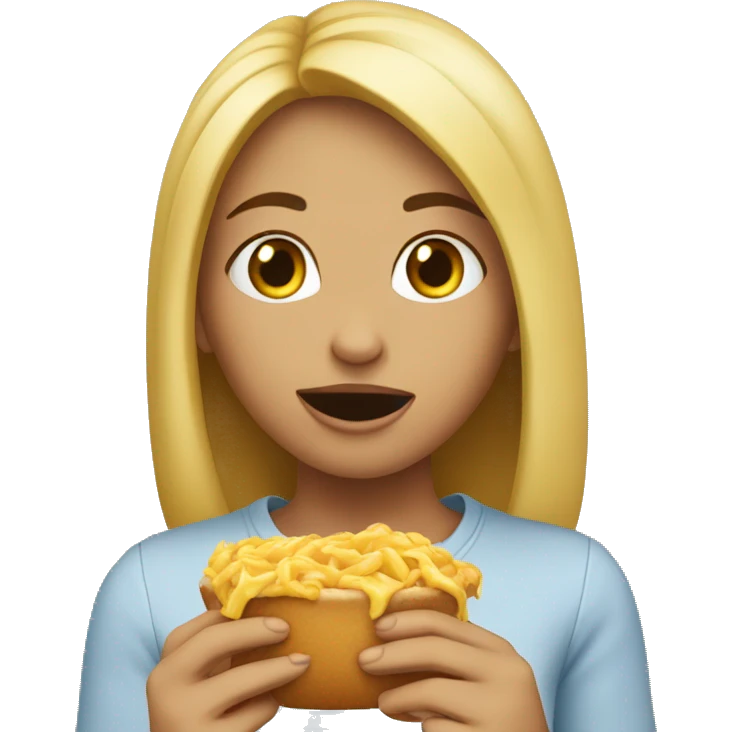 a girl eating with the text “she ate” emoji