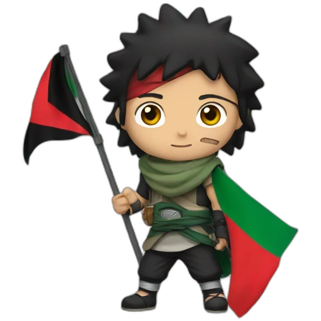 Naruto holding a Palestinian flag emoji