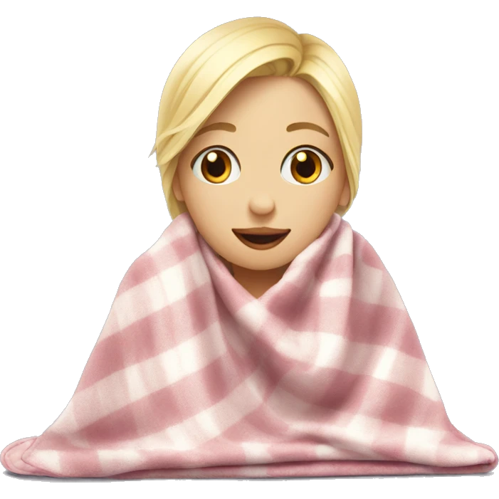Blond girl sends kiss cozy blanket on  emoji