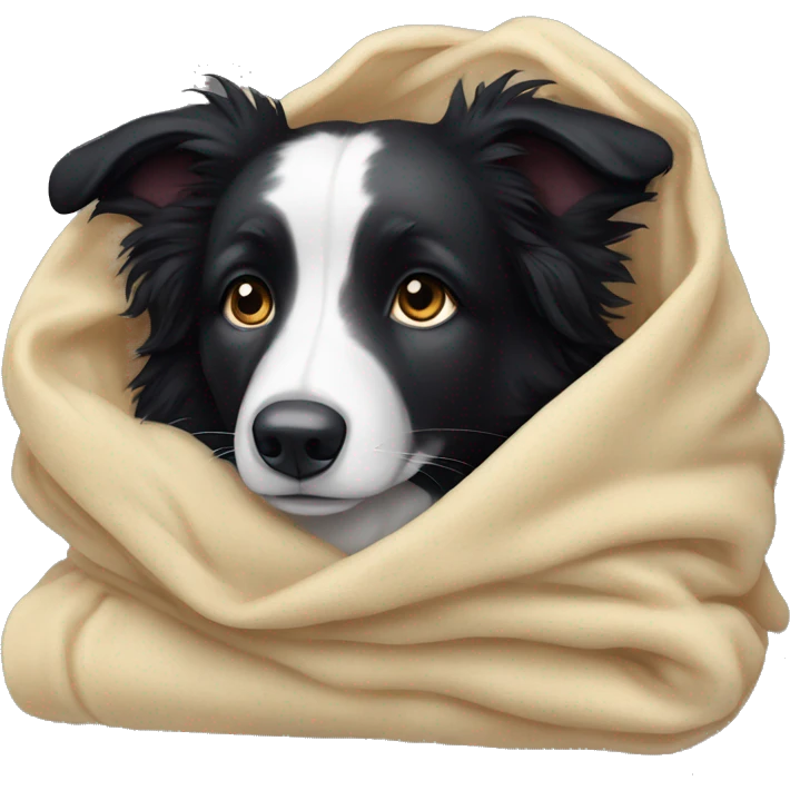 Border collie cozy in blanket emoji