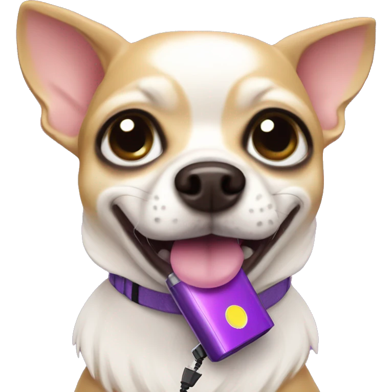 Chihuahua with purple powerbank emoji