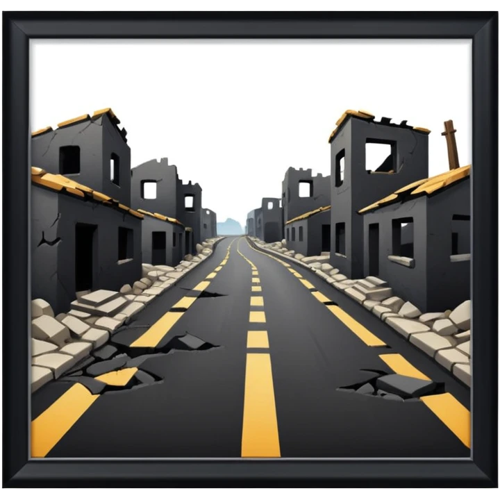 ruined town with horizontal destroyed road emoji