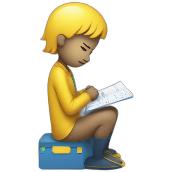 sad person blue and yellow working with spreadsheet emoji