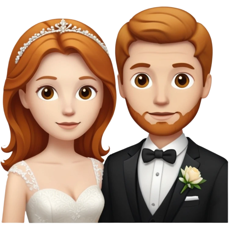 wedding couple with white man with brown hair and white woman with light ginger hair emoji