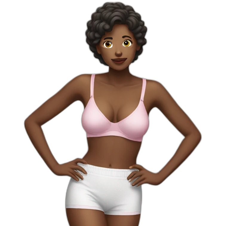 Woman with a bra and boxer shorts emoji