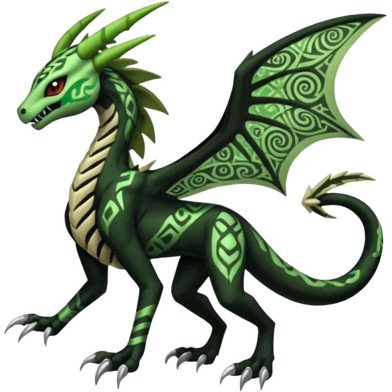 Meloetta-Venom-Scyther-Zekrom-Salandit-fusion, full body, tribal markings, full body emoji