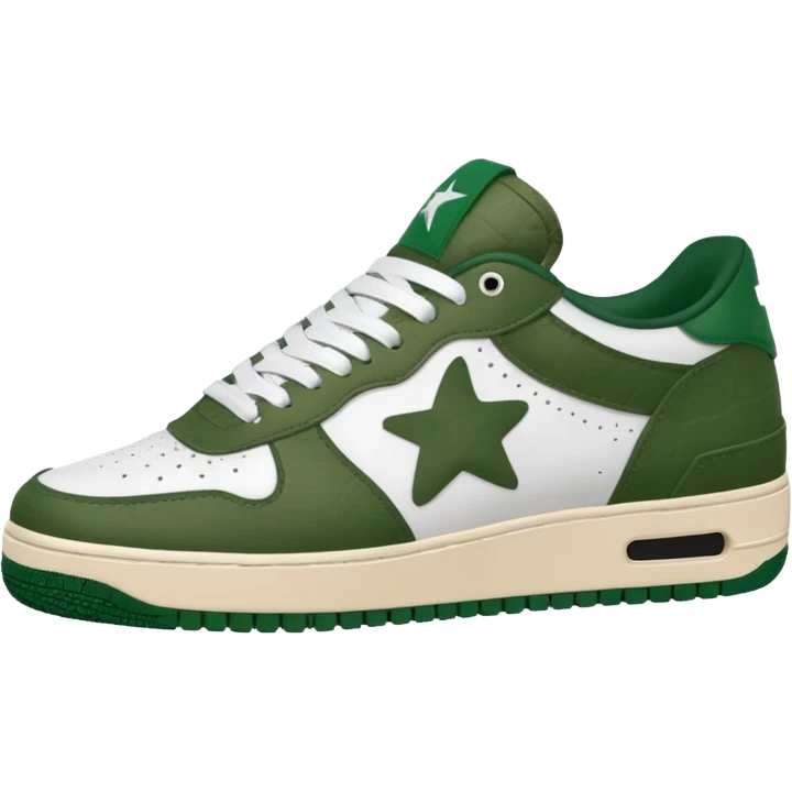 Сделай кроссовки BAPE STA белые с темно-зелеными  emoji