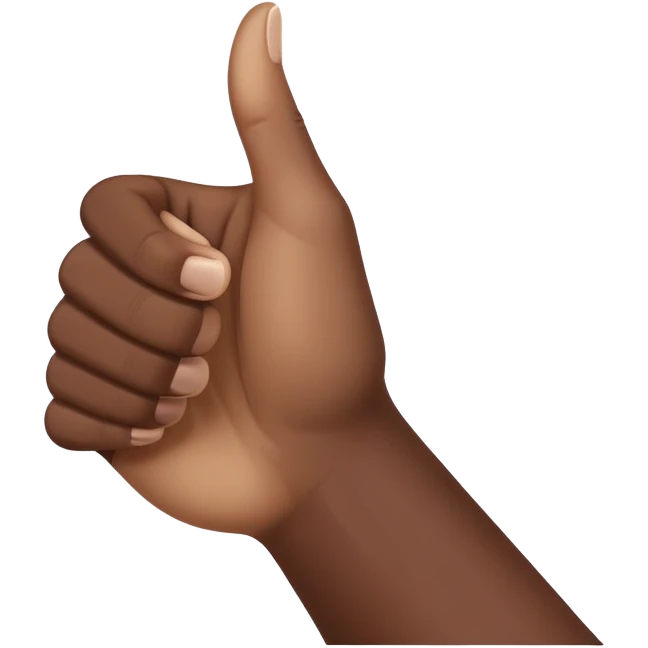 A dark skin tone thumbs up gesture with a subtle light skin tone gradient at the edge emoji