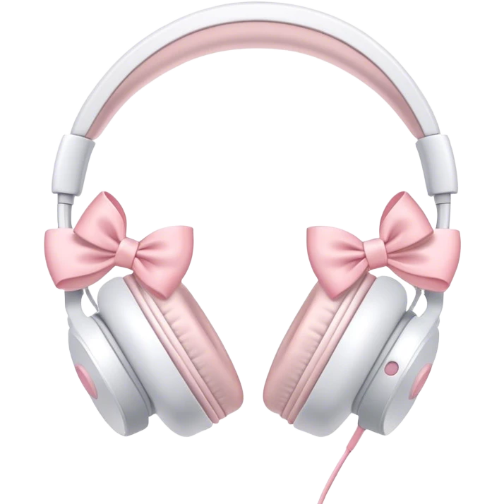 White headphones with pastel pink bows emoji