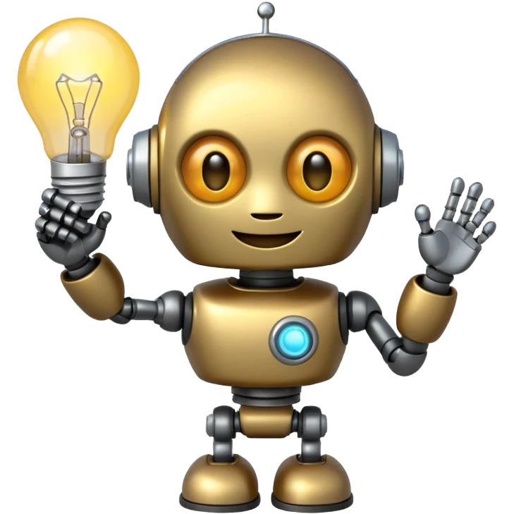 “A happy robot emoji holding a light bulb.” emoji