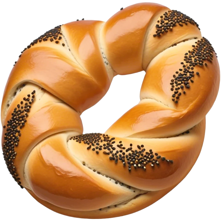 Cinematic Realistic Simit twisted Turkish bread in poppy seeds emoji