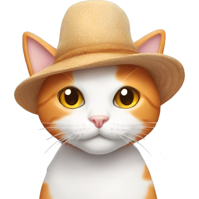 Orange and white cat in octopus hat emoji