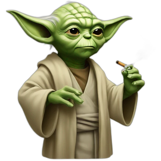 Yoda with a cigarette emoji