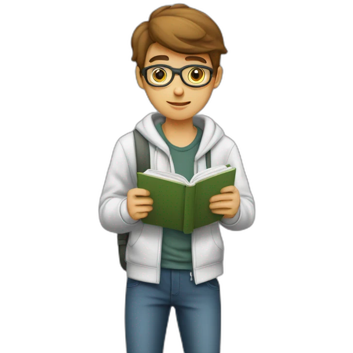 Étudiant qui étudie avec concentration  emoji