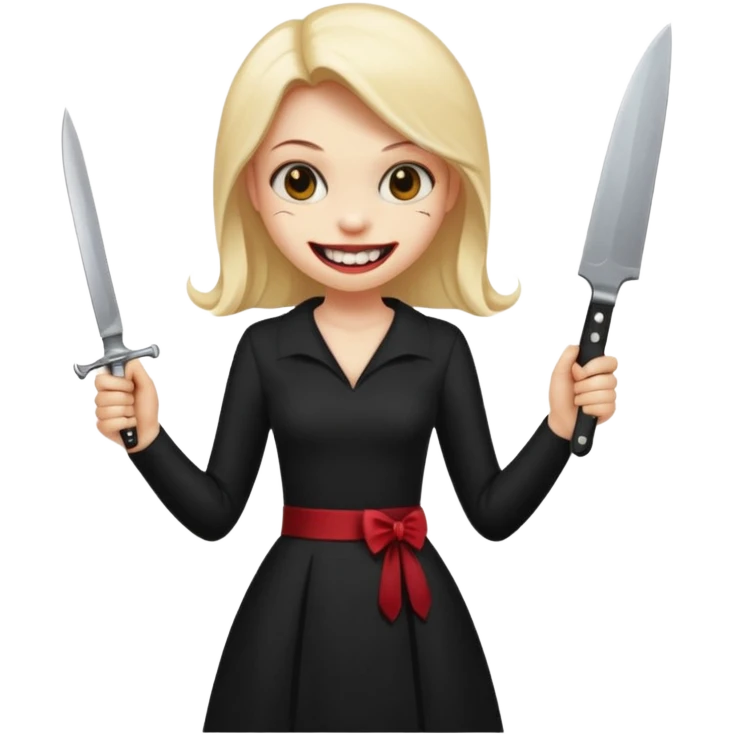 a girl classic smiley with a nife on the bach and vampire theet emoji
