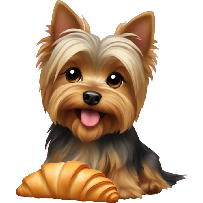 Yorkshire terrier with croissant  emoji