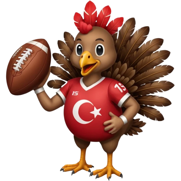 Turkey wearing a football jersey carrying a football emoji