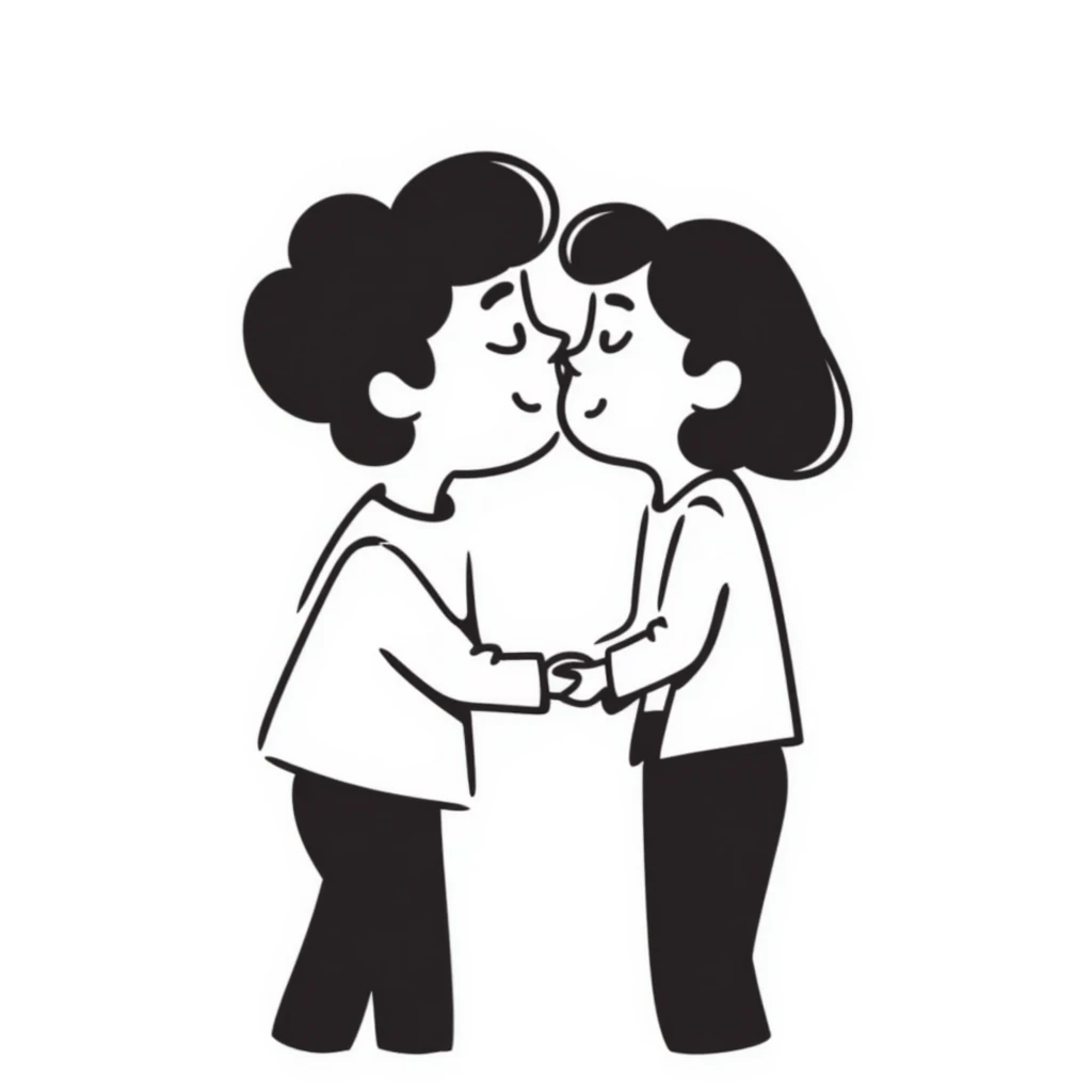 a kiss, hand-drawn doodle style emoji