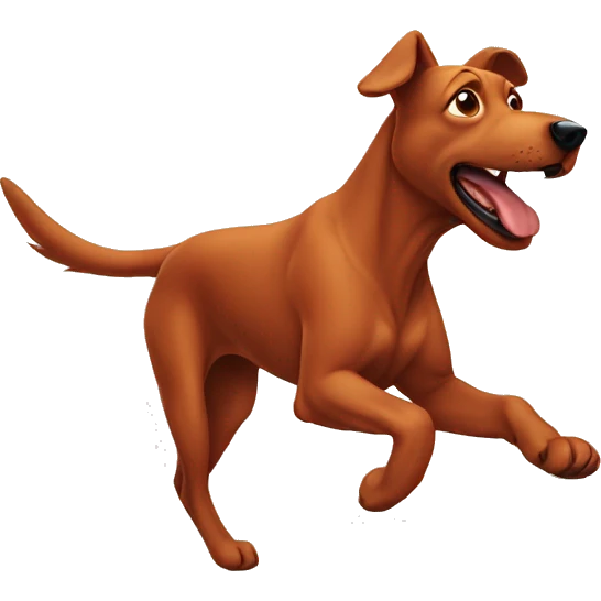 solid red dog with pointed ears running emoji