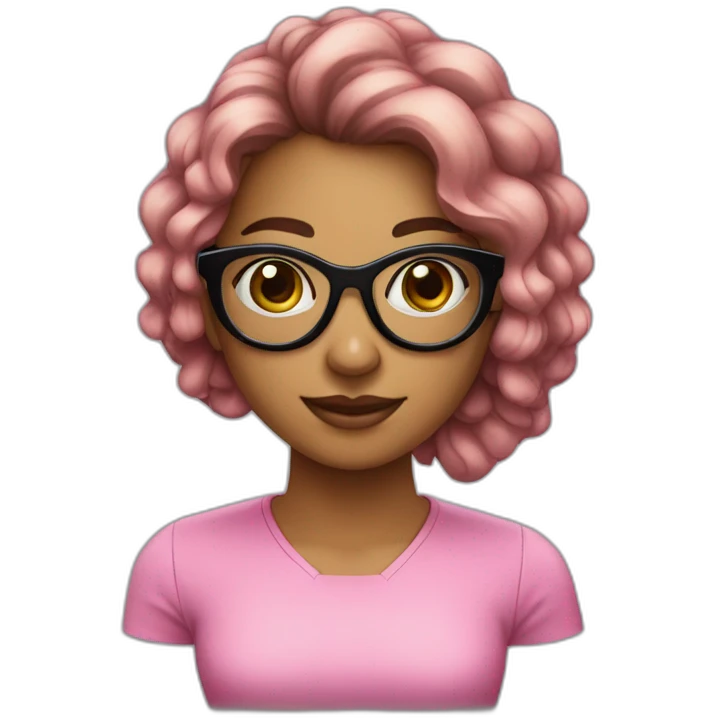Garota de cabelo meio rosa, meio preto e oculos emoji