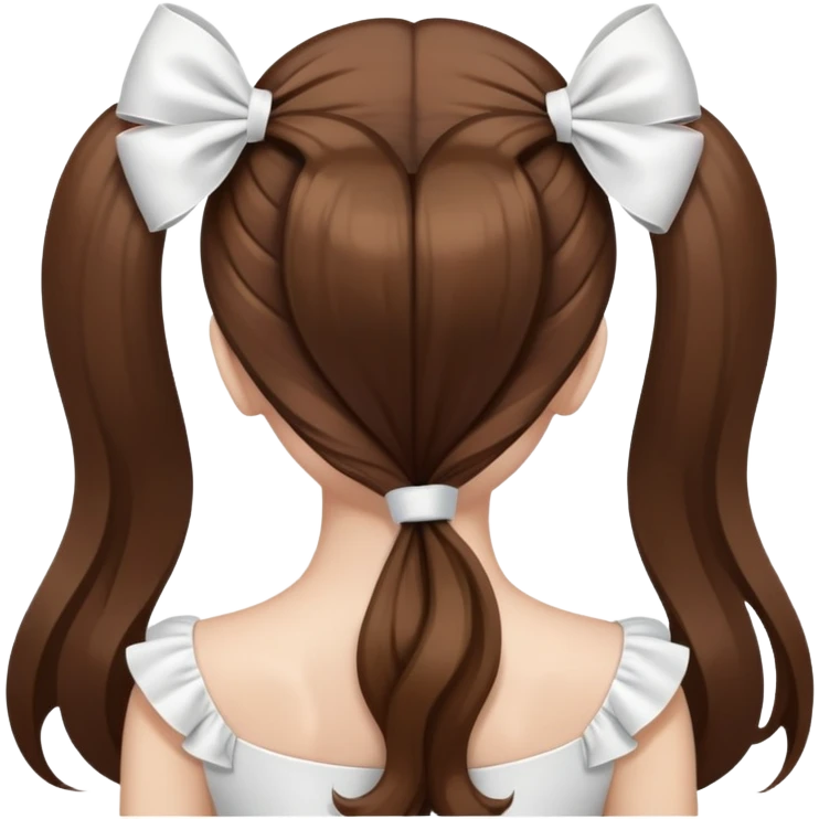 Brown long hairs with white bow from the back emoji