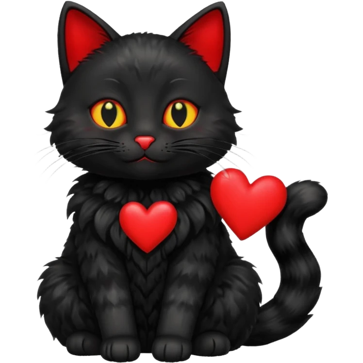 Black Cat with hearts emoji